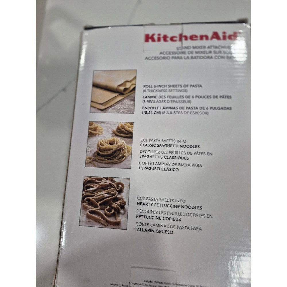 KitchenAid 3-Piece Pasta Roller & Cutter Set Attachment KSMPSA KSMPRA Chrome - Picture 8 of 8